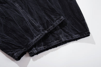Wrinkle Texture Wide Leg Denim Jeans WN27788