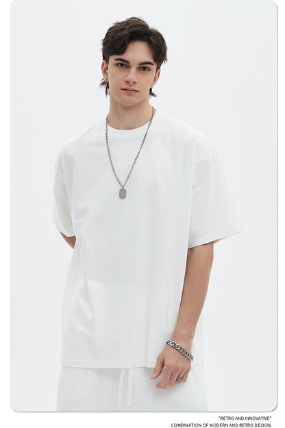 Washed Dyed Oversize Damage Short-sleeve T-shirt & Short Sweatpants Setup WN6630