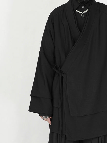 Double-Layer Collar Open Front Coat WN20186