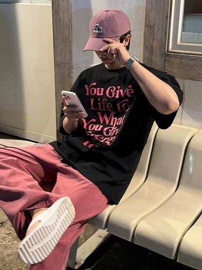 Letter Print Oversize Short Sleeve T-Shirt WN20256