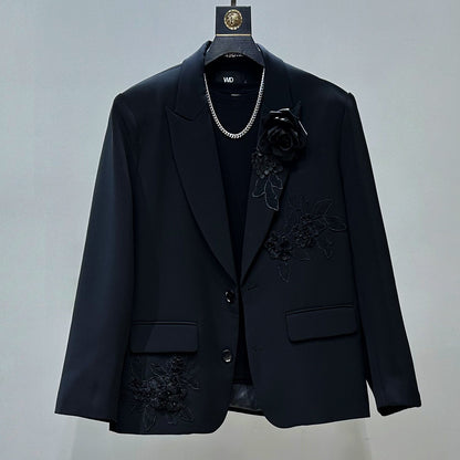 Embroidery Tailored Jacket & Flare Trousers Setup WN23943