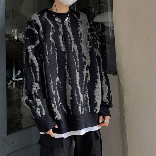 Abstract Pattern Oversize Knit Sweater WN24399