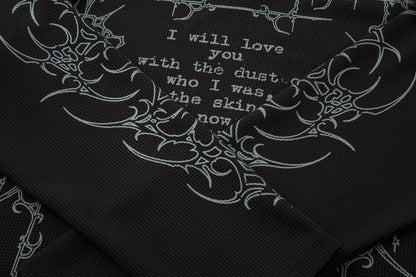 Graffiti Print Fake Layered Waffle Long Sleeve T-Shirt WN25925