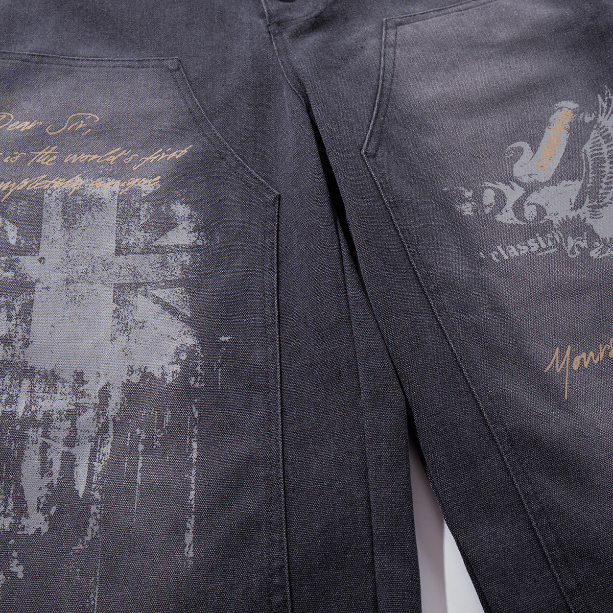 Denim Graffiti Damage Wide Leg Half Pants WN25658