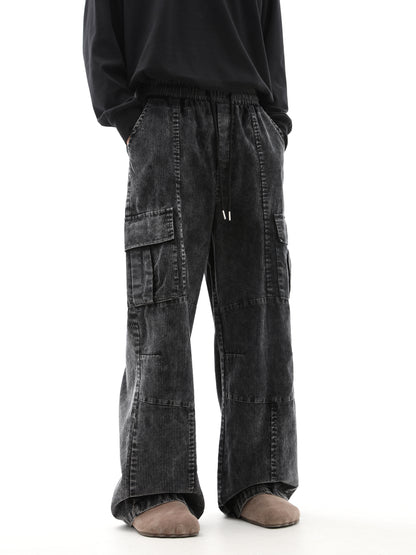 Corduroy Wide-Leg Cargo Pants WN10269