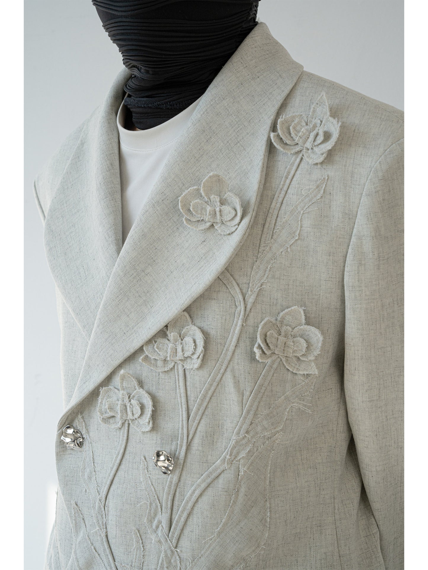 3D Flower Design Oversize Tailored Jacket & Trousers Setup WN23841
