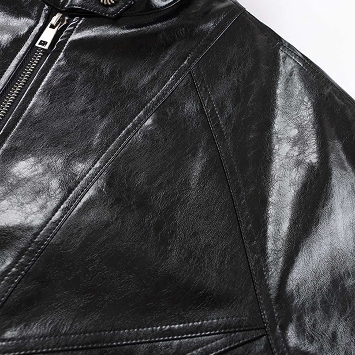 Shiny Zip-Up PU Leather Jacket WN23071