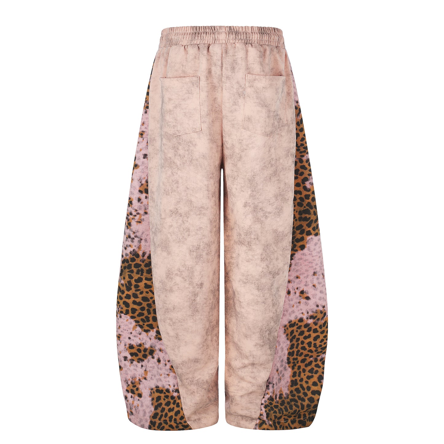 Leopard Print Curved Studs Wide Leg Sweatpants WN25700