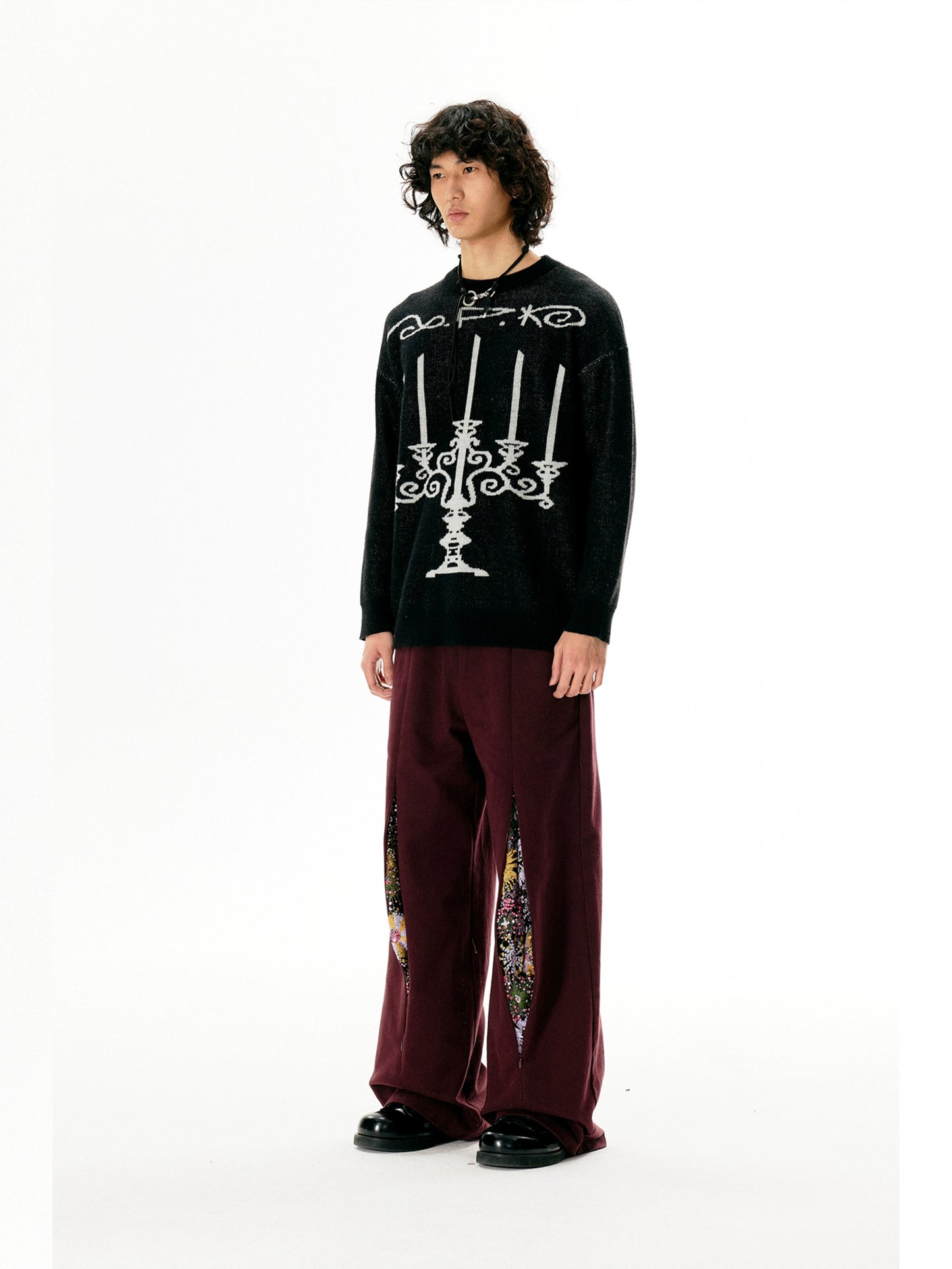 Fireworks Print Straight Leg Trousers WN18856