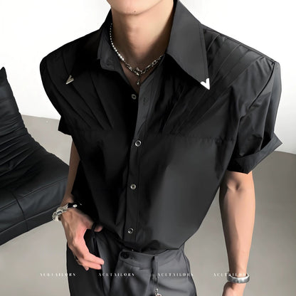Pleated Wrinkle-Free Short Sleeve Shirt WN20089