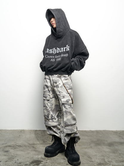 Letter Print Oversize Cropped Hoodie WN22965