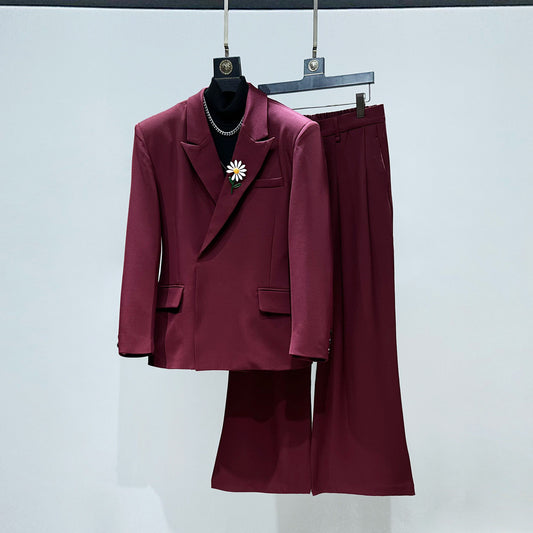 Daisy Brooch Tailored Jacket & Flare Trousers Setup WN23861