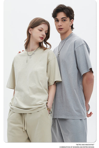 Oversize Washed Short-sleeve-T-shirt & Washed Short Sweatpants Setup WN6633
