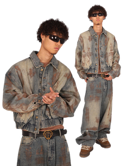 Mud Dye Washed Denim Short Jacket WN26610