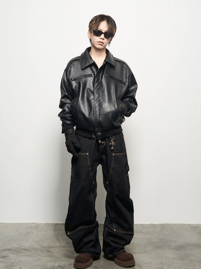 Aged High-End PU Leather Jacket WN22941