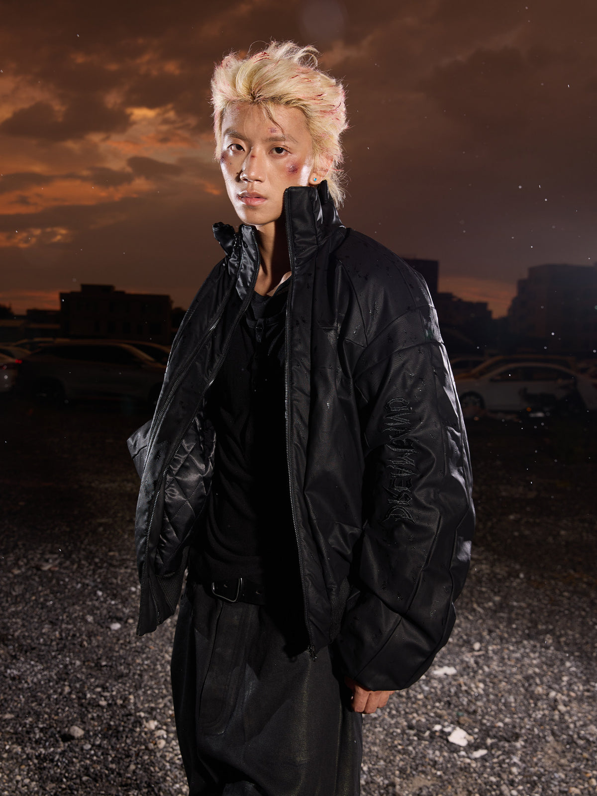 Waterproof Stand Neck PU Leather Puffer Jacket WN27130