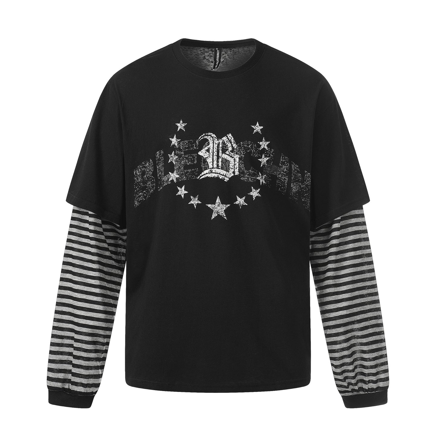Fake Layered Stripe Star Long Sleeve T-Shirt WN25673