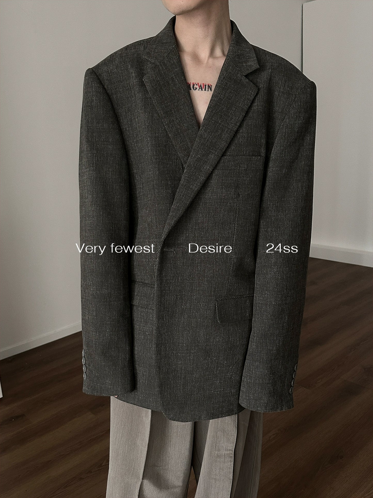 Washed Shoulder Pad Design Tailored Jacket WN8876