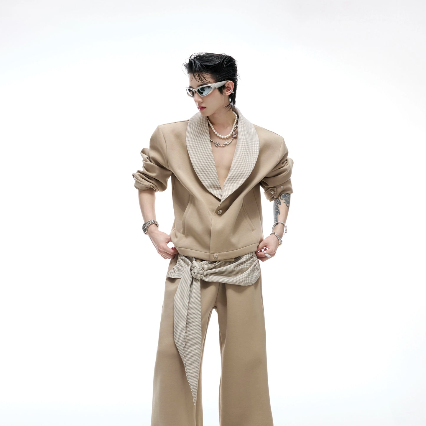 Contrast Jacket & Draping Pants Setup WN20537