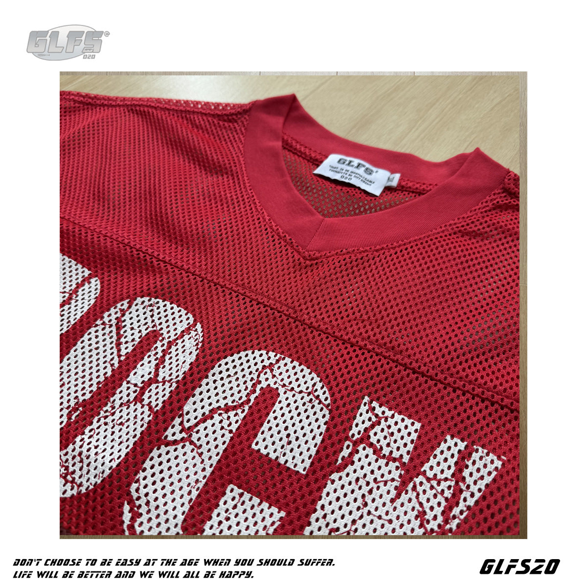 Mesh Letter Print V-Neck Short Sleeve T-Shirt WN26482