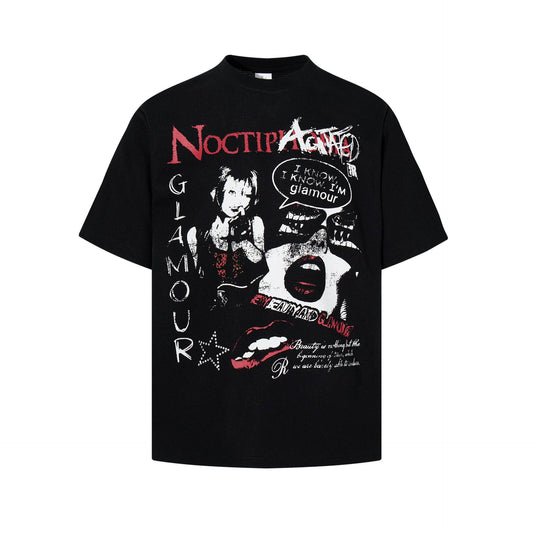 Waffle Graphic Letter Print Short Sleeve T-Shirt WN26033