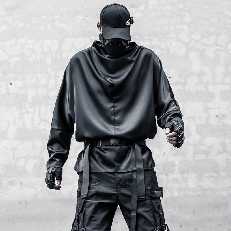 High-Neck Batwing Long Sleeve T-Shirt WN22320