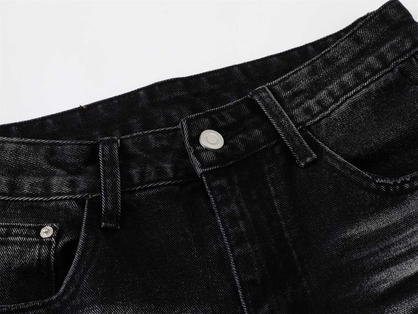 Whisker Paint Straight Denim Jeans WN26759