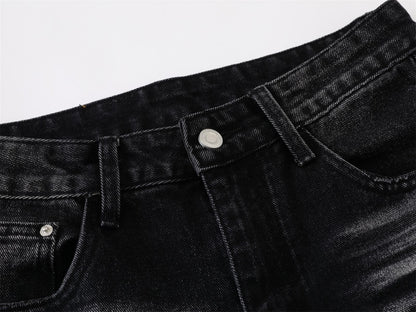 Whisker Paint Straight Denim Jeans WN26759