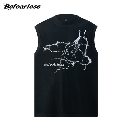 Lightning Print Oversize Sleeveless T-Shirt WN26374