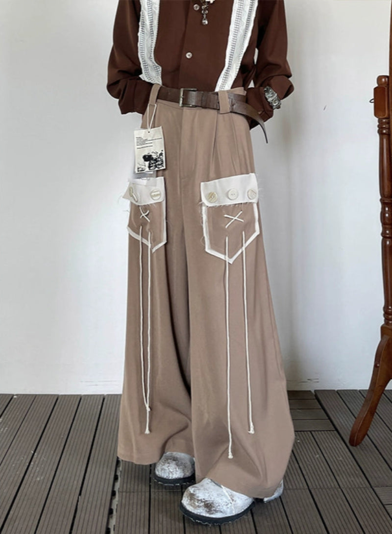 Fringe Draping Wide Leg Pants WN19971