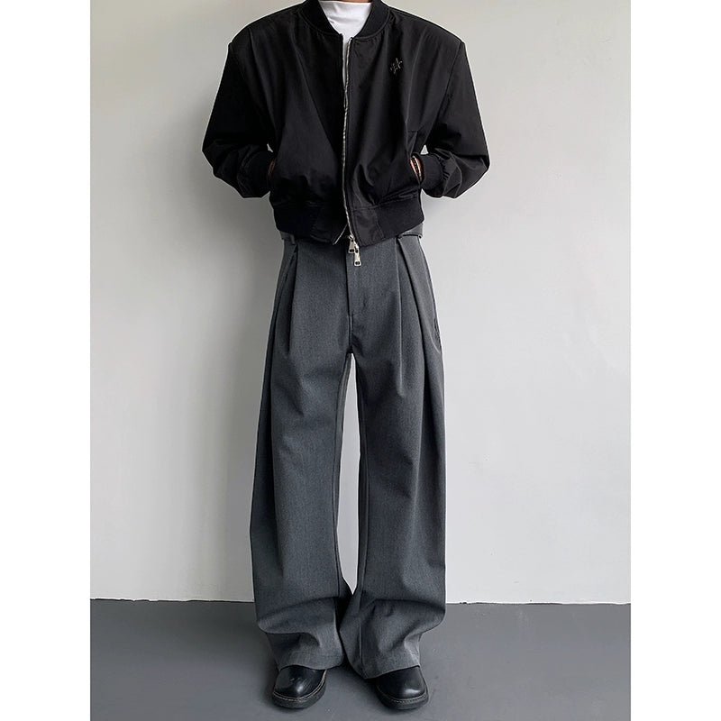Plain Design Longer hem Trousers WN19303