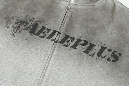 Gradient Washed Stain Dye Zipper Hoodie WN25616