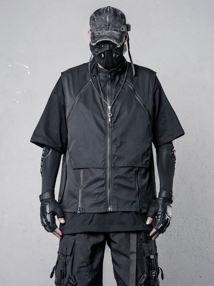 Patchwork Zipper Utility Tactical Vest WN22587