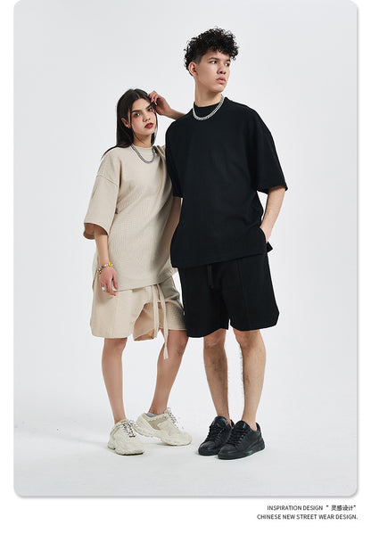 Oversize Waffle Short-sleeve T-shirt & Waffle Short Pants Setup WN6627