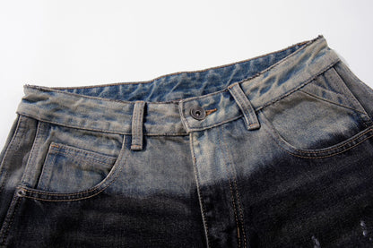 Paint Print Wide Leg Denim Jeans WN23101