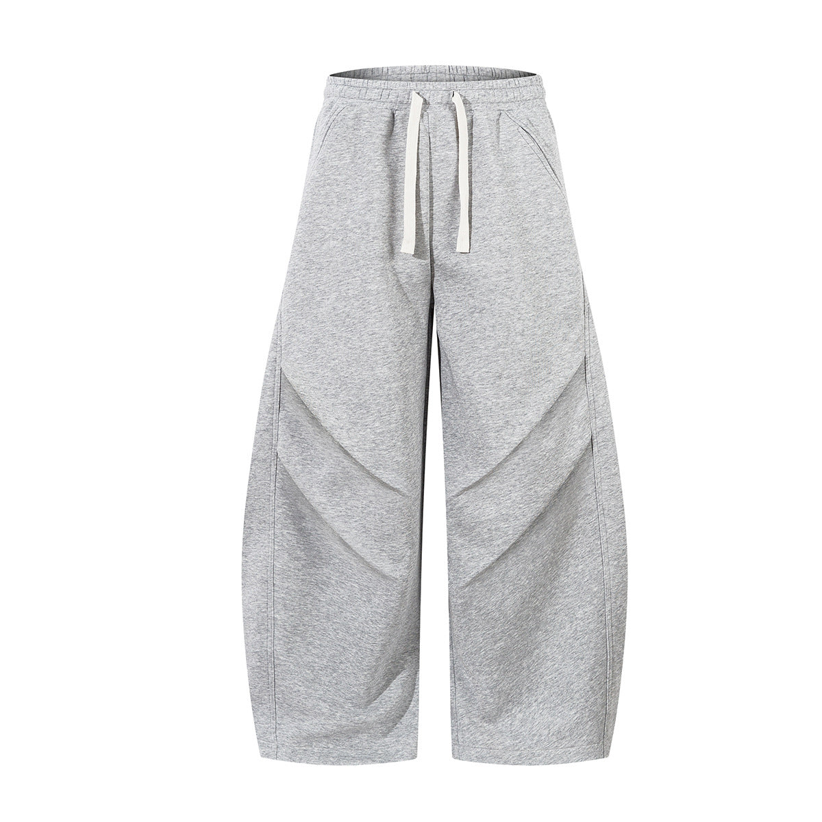 Sporty Curved Pleats Wide Leg Sweatpants WN25695