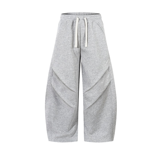 Sporty Curved Pleats Wide Leg Sweatpants WN25695
