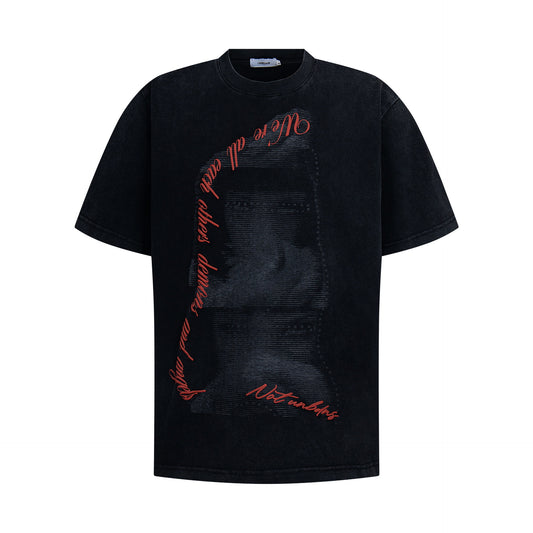 Oversize Graffiti Print Damage Short Sleeve T-Shirt WN14166