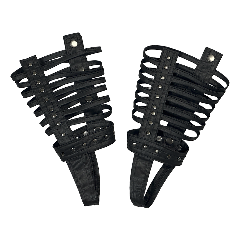 Deconstructed Hollow Rivet Mecha  Fingerless Gloves WN21982