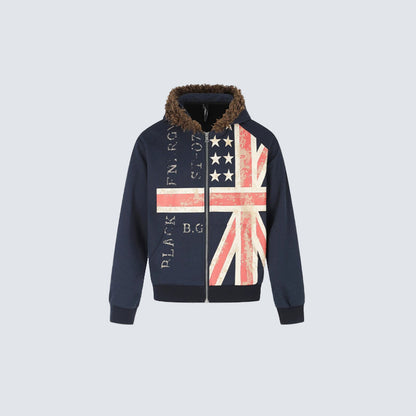 Fake Fur Graphic Print Zipper Hoodie WN27790