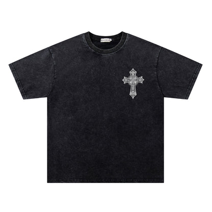Washed Wing Cross Graphic Short Sleeve T-Shirt WN26775