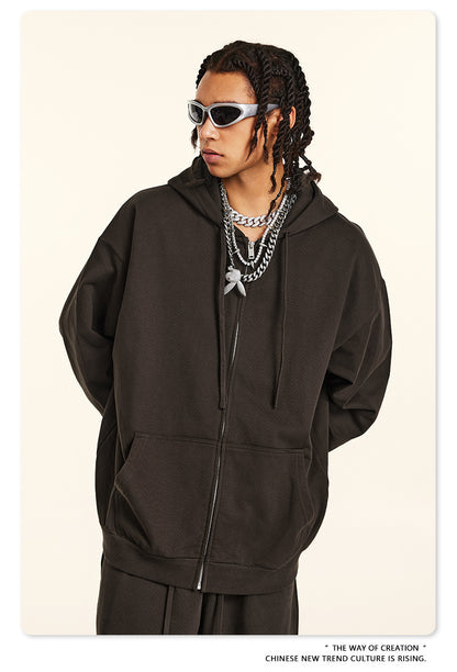 Oversize Heavyweight Pullover Hoodie & Zipper Hoodie & Sweatshirt & Pants Setup WN9930-K