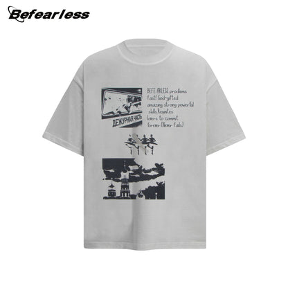 Washed Graphic Print Heavyweight Oversize Short Sleeve T-Shirt WN26234