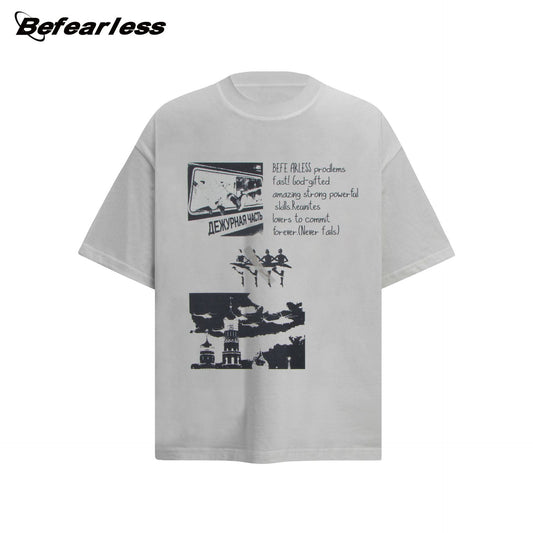 Washed Graphic Print Heavyweight Oversize Short Sleeve T-Shirt WN26234