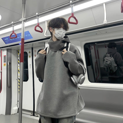 High-Neck Oversize Pullover Hoodie WN19846