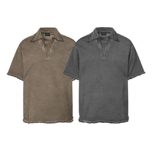 Raw Hem Panel Short Sleeve Polo Shirt WN26963