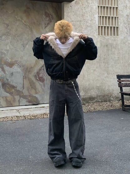 Fake Fur Plush Canvas Padded Jacket WN22181