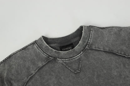 Washed Frayed Pullover Sweatshirt WN23029