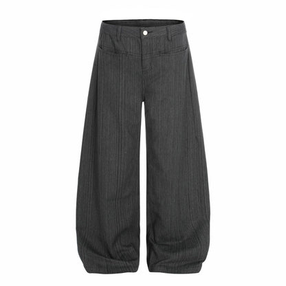 Stripe Embroidery Wide Leg Barrel Denim Jeans WN26117