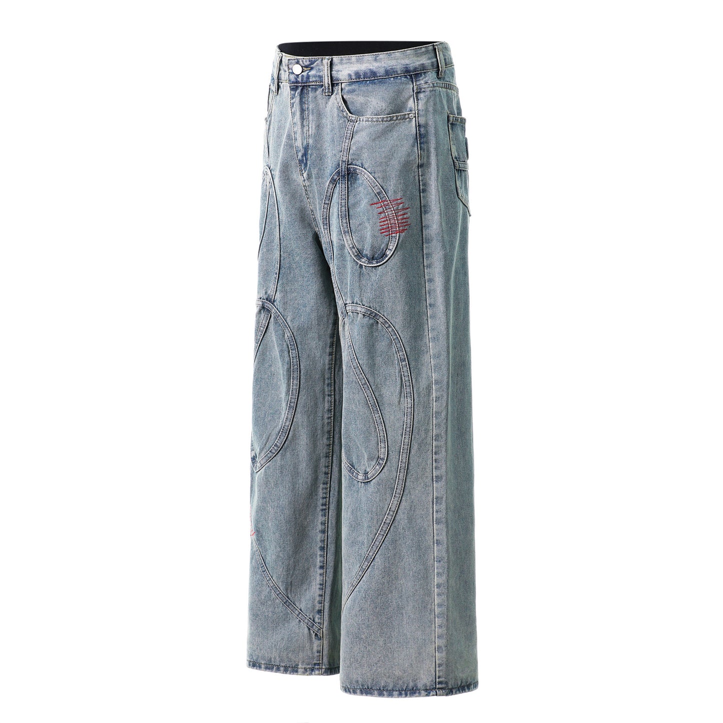 Snake Structure Design Wide-Leg Denim Jeans WN15090
